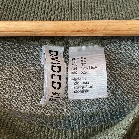 Olive Green Lightweight Crew Neck Sweatshirt - Picture 2 of 2